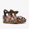 Zeppe da donna Chicly Floral con stampa nera Zeppe da donna Chicly Floral con stampa nera