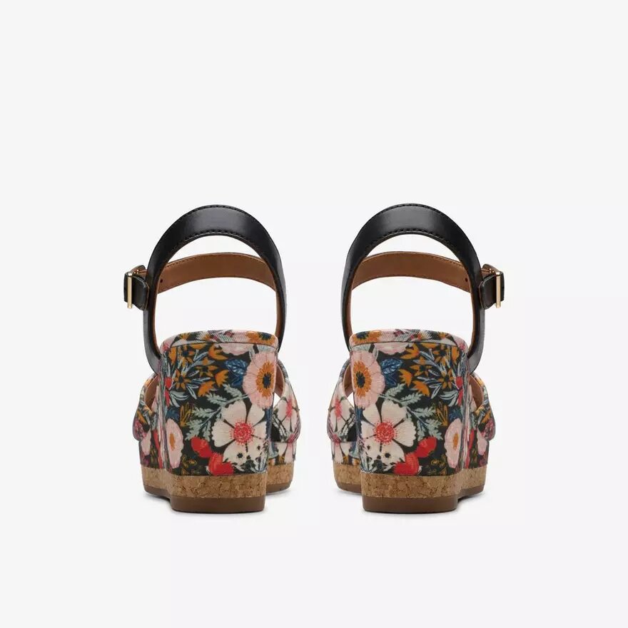 Zeppe da donna Chicly Floral con stampa nera Zeppe da donna Chicly Floral con stampa nera