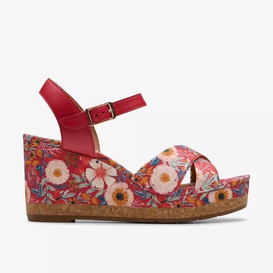 Zeppe da donna Chicly Floral con stampa rossa Zeppe da donna Chicly Floral con stampa rossa