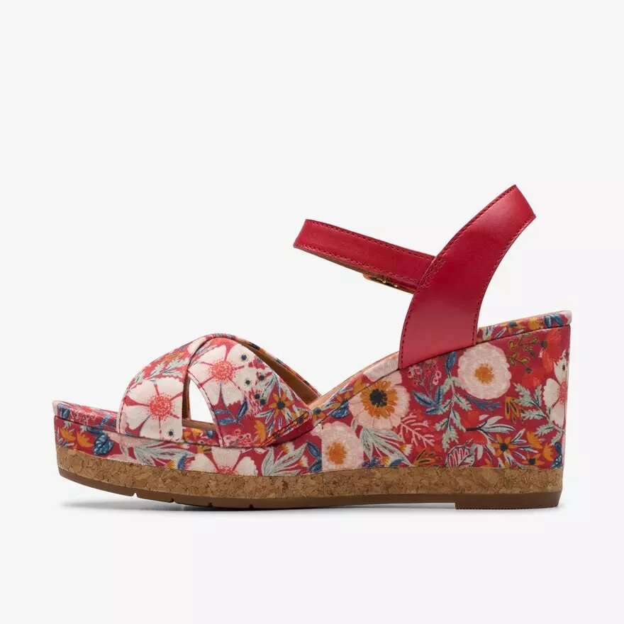 Zeppe da donna Chicly Floral con stampa rossa Zeppe da donna Chicly Floral con stampa rossa