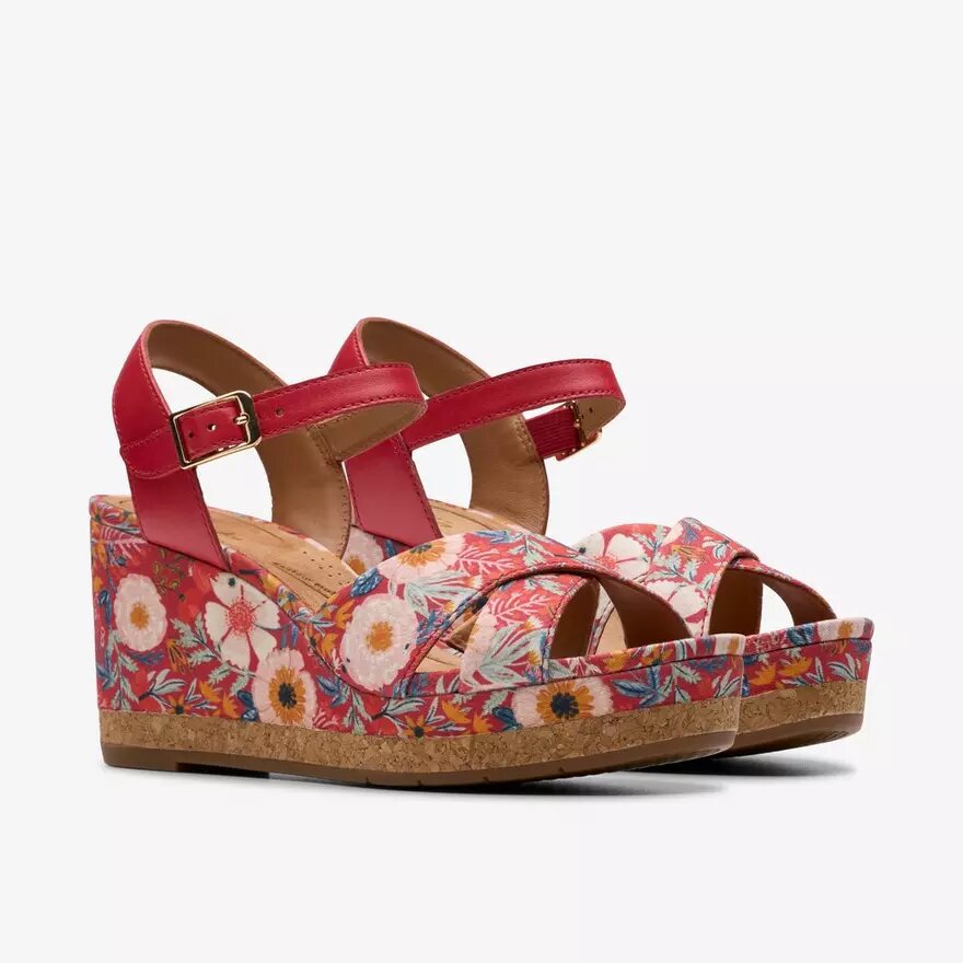 Zeppe da donna Chicly Floral con stampa rossa Zeppe da donna Chicly Floral con stampa rossa