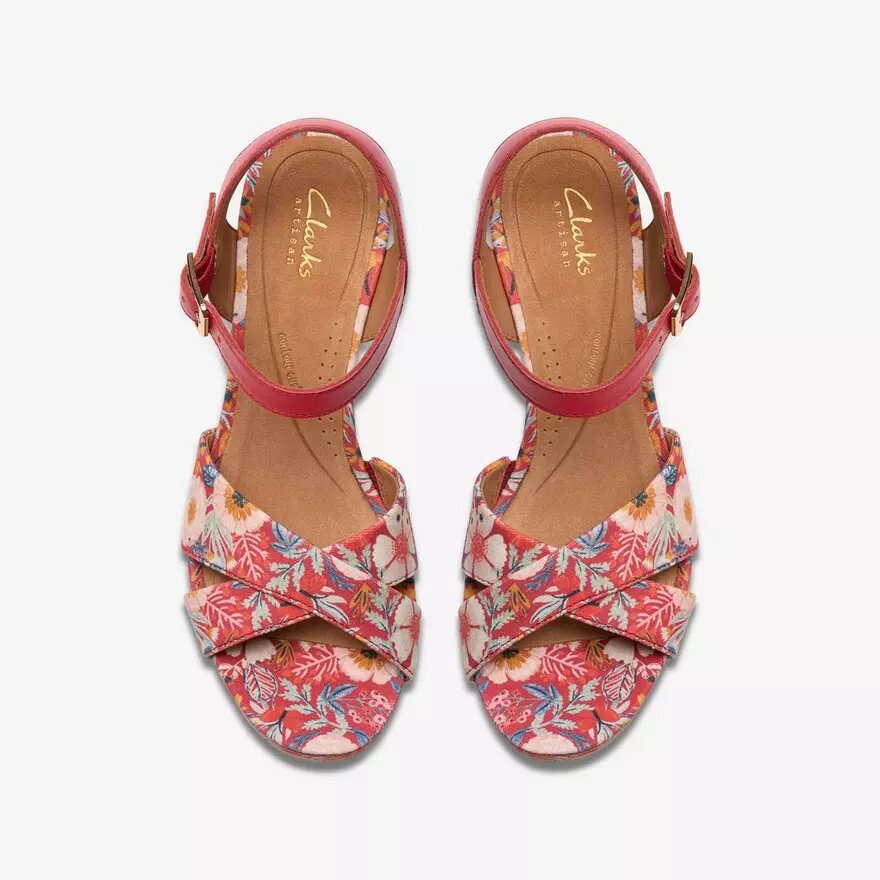Zeppe da donna Chicly Floral con stampa rossa Zeppe da donna Chicly Floral con stampa rossa