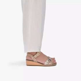 Zeppe da donna Kacha Twist in pelle mista color taupe Us