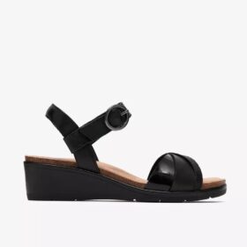 Zeppe da donna Kacha Twist in pelle nera