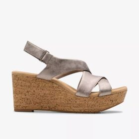 Zeppe da donna modello Rose in color taupe metallizzato