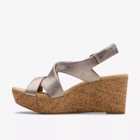 Zeppe da donna modello Rose in color taupe metallizzato