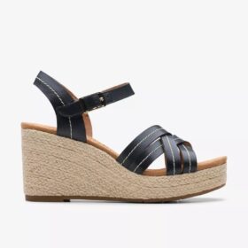 Zeppe Sabina con cinturino in pelle nera da donna