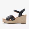 Zeppe Sabina con cinturino in pelle nera da donna