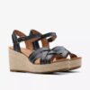 Zeppe Sabina con cinturino in pelle nera da donna