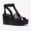 Zolle da donna Sabina Hope in pelle nera con zeppe